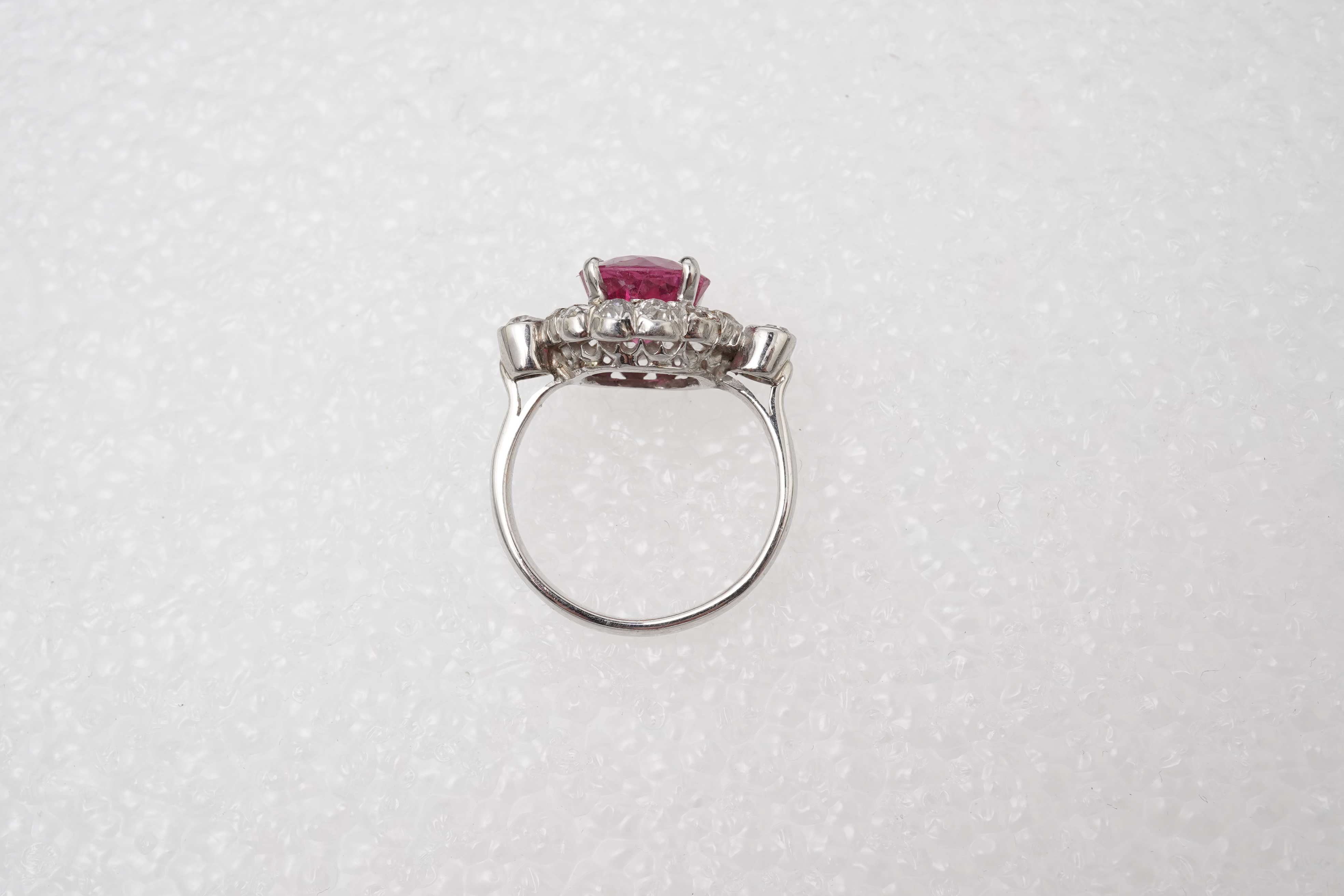 A pink tourmaline and diamond ring